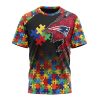 NFL New England Patriots Custom Name Number Autism Awareness Design T-Shirt