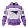 NFL New England Patriots Custom Name Number Fight Cancer Zip Up Hoodie
