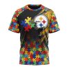 NFL Pittsburgh Steelers Custom Name Number Autism Awareness Design T-Shirt