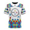 NFL Pittsburgh Steelers Custom Name Number Autism Awareness T-Shirt