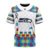 NFL Seattle Seahawks Custom Name Number Autism Awareness T-Shirt
