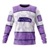 NFL Seattle Seahawks Custom Name Number Fight Cancer Sweatshirt