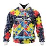 NFL Seattle Seahawks Custom Name Number Puzzle Autism Awareness Zip Up Hoodie