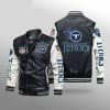 NFL Tennessee Titans Black White Leather Bomber Jacket