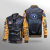 NFL Tennessee Titans Black Yellow Leather Bomber Jacket