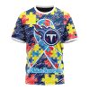 NFL Tennessee Titans Custom Name Number Puzzle Autism Awareness T-Shirt