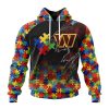 NFL Washington Commanders Custom Name Number Autism Awareness Design Pullover Hoodie