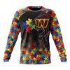 NFL Washington Commanders Custom Name Number Autism Awareness Design Sweatshirt