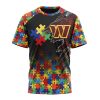 NFL Washington Commanders Custom Name Number Autism Awareness Design T-Shirt