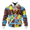 NFL Washington Commanders Custom Name Number Puzzle Autism Awareness Zip Up Hoodie