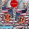 NFL Cincinnati Bengals Custom Name USA Flag Breaking Wall Crocs