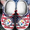 NFL Pittsburgh Steelers USA Flag Breaking Wall Crocs