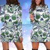 NFL Seattle Seahawks Skull Flower Green Women Hoodie Dress