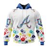 MLB Atlanta Braves Custom Name Number Autism Awareness Pullover Hoodie