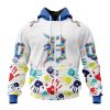 MLB Detroit Tigers Custom Name Number Autism Awareness Zip Up Hoodie