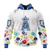 MLB Los Angeles Angels Custom Name Number Autism Awareness Pullover Hoodie