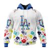 MLB Los Angeles Dodgers Custom Name Number Autism Awareness Pullover Hoodie