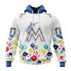 MLB Miami Marlins Custom Name Number Autism Awareness Pullover Hoodie