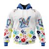 MLB Milwaukee Brewers Custom Name Number Autism Awareness Pullover Hoodie