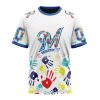 MLB Milwaukee Brewers Custom Name Number Autism Awareness T-Shirt