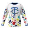 MLB Minnesota Twins Custom Name Number Autism Awareness Sweatshirt
