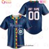 MLB Seattle Mariners Custom Name Number Autism Awareness Baseball Jersey