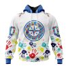 MLB Seattle Mariners Custom Name Number Autism Awareness Pullover Hoodie
