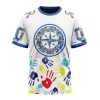 MLB Seattle Mariners Custom Name Number Autism Awareness T-Shirt