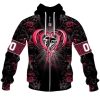 NFL Atlanta Falcons Custom Name Number Rose Dragon Zip Up Hoodie