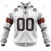 NFL Cleveland Browns Custom Name Number White Road Jersey Zip Up Hoodie