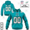 NFL Miami Dolphins Custom Name Number Aqua Home Jersey Pullover Hoodie