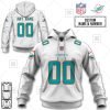 NFL Miami Dolphins Custom Name Number White Road Jersey Pullover Hoodie