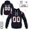 NFL New England Patriots Custom Name Number Navy Home Jersey Pullover Hoodie