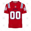 NFL New England Patriots Custom Name Number Red Alternate Jersey T-Shirt