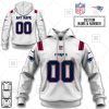 NFL New England Patriots Custom Name Number White Road Jersey Pullover Hoodie