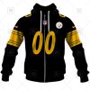 NFL Pittsburgh Steelers Custom Name Number Black Alternate Jersey Zip Up Hoodie