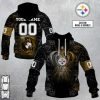 NFL Pittsburgh Steelers Custom Name Number Rose Dragon Pullover Hoodie