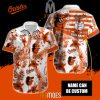 MLB Baltimore Orioles Custom Name Floral American Flag Hawaiian Shirt