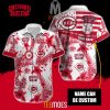 MLB Cincinnati Reds Custom Name Floral American Flag Hawaiian Shirt