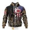 MLB Cincinnati Reds Custom Name Number Camo Realtree Hunting Zip Up Hoodie