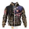 MLB Houston Astros Custom Name Number Camo Realtree Hunting Zip Up Hoodie