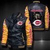MLB Cincinnati Reds Death God Black Yellow Leather Bomber Jacket