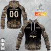 MLB Miami Marlins Custom Name Number Hunting Camouflage Pullover Hoodie