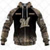 MLB Milwaukee Brewers Custom Name Number Hunting Camouflage Zip Up Hoodie