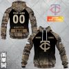 MLB Minnesota Twins Custom Name Number Hunting Camouflage Pullover Hoodie
