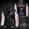 MLB Philadelphia Phillies Death God Black White Leather Bomber Jacket