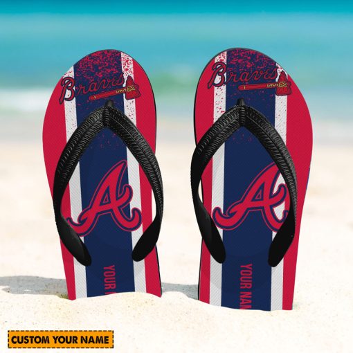 MLB Atlanta Braves Custom Name New Edition Flip Flops