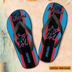 MLB Miami Marlins Custom Name New Edition Flip Flops