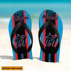 MLB Miami Marlins Custom Name New Edition Flip Flops