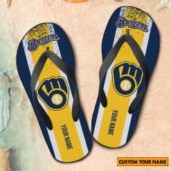 MLB Milwaukee Brewers Custom Name New Edition Flip Flops
